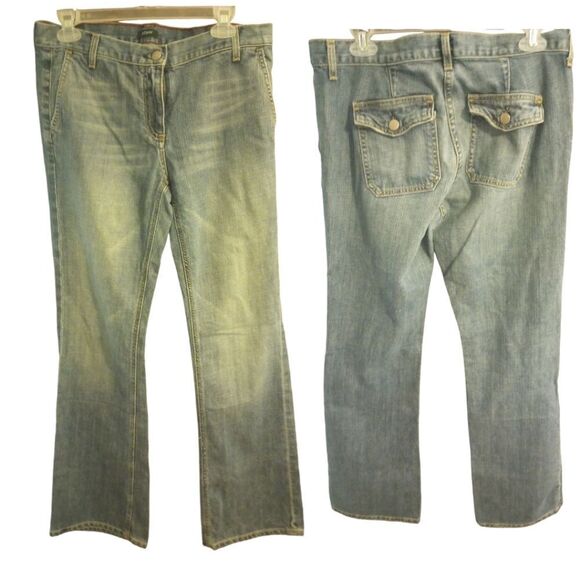 J Crew mid rise boot cut jeans with flap button back pockets - Picture 1 of 11